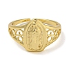 Oval with Virgin Mary Brass Open Cuff Rings for Women RJEW-Z050-06G-2