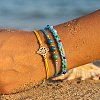 Summer Beach Style Adjustable Synthetic Green Turquoise Imperial Stone Beaded Bracelet Set UQ9789-1-1
