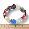 Handmade Millefiori Lampwork Beaded Stretch Bracelets for Men Women BJEW-G738-01B-15-5