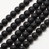 Frosted Natural Dyed & Heated Black Onyx Bead Strands G-A131-10mm-02-1