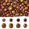 161Pcs 8 Styles Printed Natural Wood Beads WOOD-FS0001-52-1