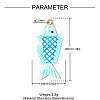 304 Stainless Steel with Cyan Enamel Pendants SA-OY003-46G-2