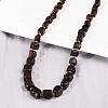 Natural Amber Beaded Necklaces NJEW-L466-02-2