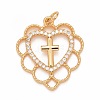 Rack Plating Brass Micro Pave Clear Cubic Zirconia Pendants KK-M229-15G-1