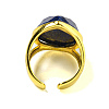 Teardrop Natural Lapis Lazuli Open Cuff Rings RJEW-C087-01G-01-3