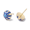 Enamel Half Round with Evil Eye Stud Earrings EJEW-A093-05G-06-2