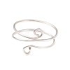 Brass Wire Wrap Double Line Cuff Ring for Women RJEW-JR00505-01-1