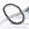 Brass Round Beaded Stretch Bracelets for Men Women BJEW-G736-01-2