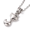 Non-Tarnish 304 Stainless Steel Fox Pendant Necklace for Women STAS-E154-24P-3