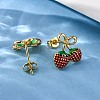 Brass Enamel Stud Earrings EJEW-D322-06G-01-3