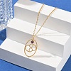 304 Stainless Steel Cubic Zirconia Twelve Constellations Runes Pendant Cable Chain Necklaces for Women NJEW-B121-02G-04-2