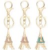  3Pcs 3 Colors Zinc Alloy Rhinestone Keychain KEYC-NB0001-38-1