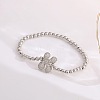 Brass Micro Pave Clear Cubic Zirconia Beaded Stretch Bracelets for Women FS-WG5260F-10-1