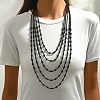 Bohemian Style Plastic Long Bicone Beads Multi Layered Necklaces for Women's Daily Parties DF6907-2-1