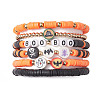 6Pcs 6 Styles Halloween Handmade Polymer Clay Beaded Stretch Bracelets Sets BJEW-TA00490-1