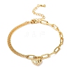 Heart Brass Link Bracelets BJEW-P342-02G-1