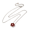 304 Stainless Steel Dark Red Enamel 5-Petal Flower Pendant Necklaces for Women NJEW-U032-17P-04-4