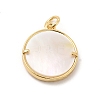 Brass Clear Cubic Zirconia with Shell Pendants KK-G450-02G-08-2