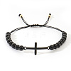 Natural Black Onyx Round Bead Braided Bead Bracelets FL7803-4-2