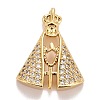 Rack Plating Brass Cubic Zirconia Pendants Findings KK-E275-23G-1