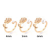 Tropical Leaf Shape Brass Micro Pave Clear Cubic Zirconia Cup Peg Ring Settings KK-T076-12G-4