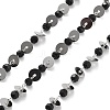 Handmade Brass & Glass Bead Flat Round Chains CHC-L051-06P-03-1