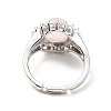 Natural Rose Quartz Adjustable Rings RJEW-P043-02P-24-3