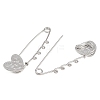Heart Face 304 Stainless Steel Safety Pins Brooch Findings SA-CBA098D-15B-P04-2