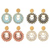 304 Stainless Steel with Glass Seed Beads Stud Earrings EJEW-MZ00761-2