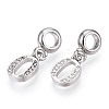 Platinum Rack Plating Alloy Rhinestone European Dangle Charms PALLOY-T048-36P-O-2