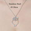 Non-Tarnish 201 Stainless Steel Hollow Owl Pendant Necklace NJEW-OY002-03-3