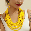 Wood Beaded Multilayer Necklaces & Dangle Earrings Sets WG1A9CE-06-1