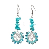 Alloy with Glass with Natural Apatite Dangle Earrings EJEW-MZ00218-02-1