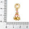 Rack Plating Brass Clear Cubic Zirconia European Dangle Charms KK-P287-15G-3