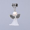 Transparent Frosted Acrylic Flower Pendants PALLOY-JF00373-06-2