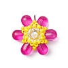 Beaded Flower Charms PALLOY-MZ00438-04-1