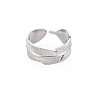 Non-Tarnish 304 Stainless Steel Leaf Wrap Open Cuff Ring for Women RJEW-S405-213P-1