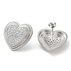 Heart Rack Plating Brass Micro Pave Clear Cubic Zirconia Stud Earrings for Women EJEW-A045-04P-2