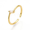 Brass Micro Pave Clear Cubic Zirconia Cuff Rings for Women KK-T070-115-1