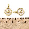 Rack Plating Brass Pave Shell Flat Round Charms with Smiling Face KK-K360-05G-3