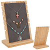 Wooden Slant Back Necklace Organizer Display Stands with Velvet Mat AJEW-WH0471-130A-1