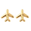304 Stainless Steel Tiny Airplane Stud Earrings with 316 Stainless Steel Pins for Women LS-EJEW-J043-01G-3