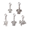 5Pcs 5 Styles Alloy Turtle Pendant Decorations HJEW-JM02704-2