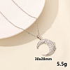 Stainless Steel Flower Crescent Moon Pendant Punk Hip-hop Necklaces Jewelry Accessories PU7572-1-1