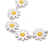 Enamel Daisy Link Chains Bracelet BJEW-P271-01P-3