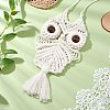 Handmade Woven Cotton Macrame Owl Pendant Decorations HJEW-JM02826-2