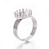 Non-Tarnish Adjustable 304 Stainless Steel Finger Rings Components LS-STAS-E474-50-4