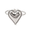 Non-Tarnish 304 Stainless Steel Heart Open Cuff Ring for Women RJEW-E066-04P-2