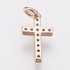 Brass Micro Pave Cubic Zirconia Pendants ZIRC-F083-008RG-RS-2