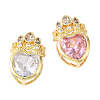 2Pcs 2 Colors Brass Micro Pave Cubic Zirconia Beads KK-YW0003-04-1